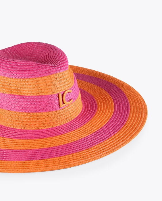 LOLA CASADEMUNT sombrero rayas naranja y fucsia - 4