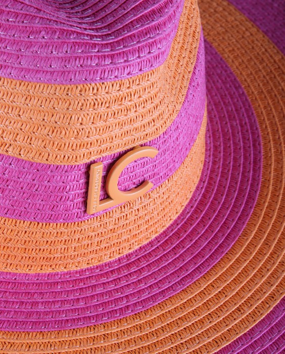 LOLA CASADEMUNT sombrero rayas naranja y fucsia - 5