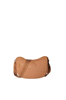 LIU·JO bolso góndola con cremallera color nuez con logotipo lateral e inferior