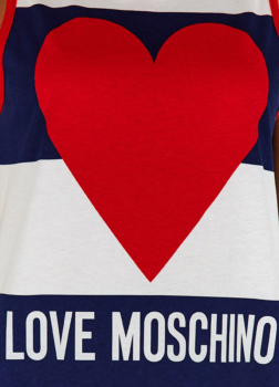 LOVE MOSCHINO camiseta sin mangas en rayas azul marino y blanco con corazón - 3