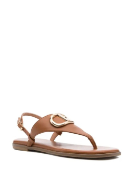 TWINSET sandalia plana con logo color cuero - 2