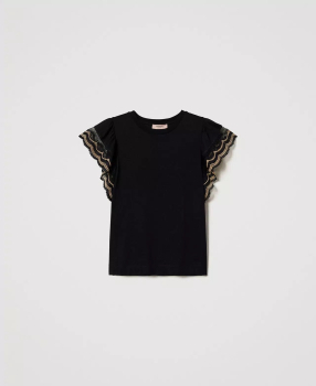 TWINSET camiseta color negro con pasamanería en  las mangas - 2