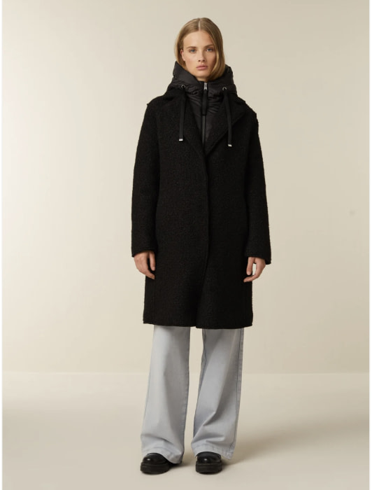 BEAUMONT abrigo de paño con chaleco color negro