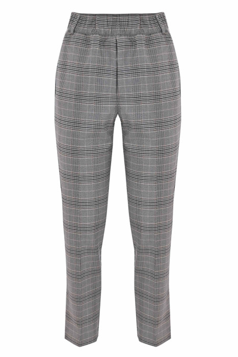 KOCCA pantalón con estampado de cuadros gris,  teja y blanco, con gomas en la cintura - 5