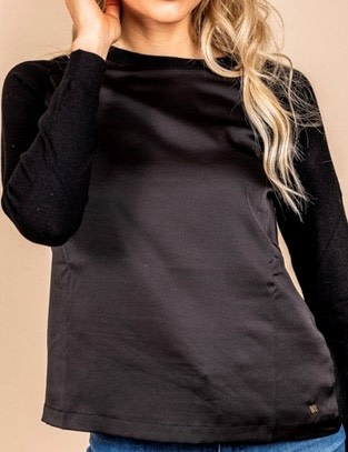 KOCCA jersey combinado en punto y raso color negro