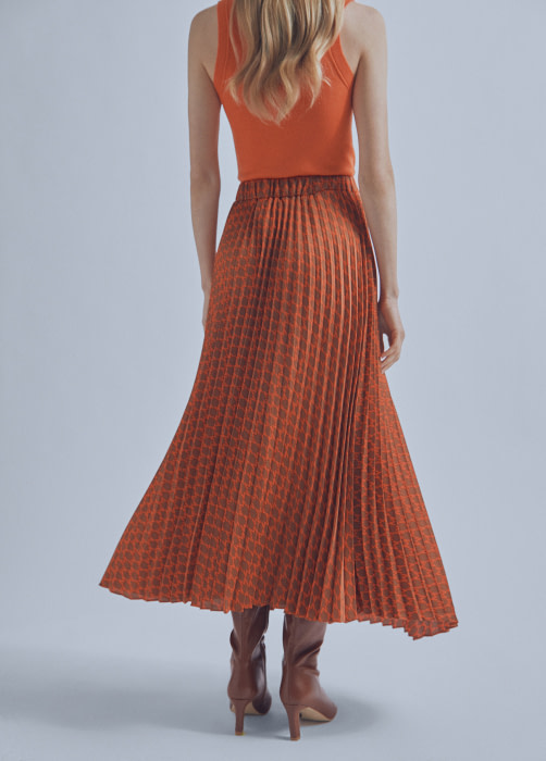 MAITE falda plisada en estampado M naranja - 2