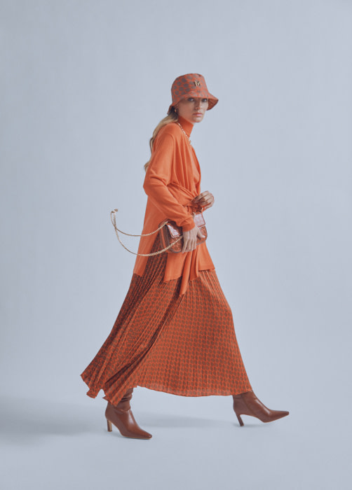 MAITE falda plisada en estampado M naranja - 3