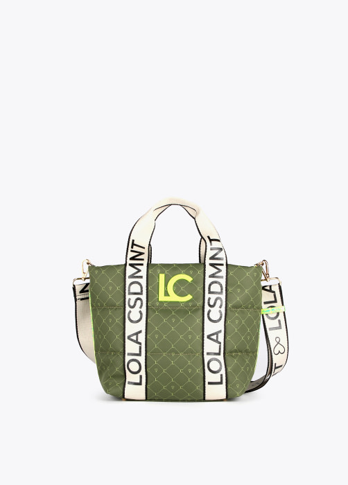 LOLA CASADEMUNT bolso en nylon caqui con logo