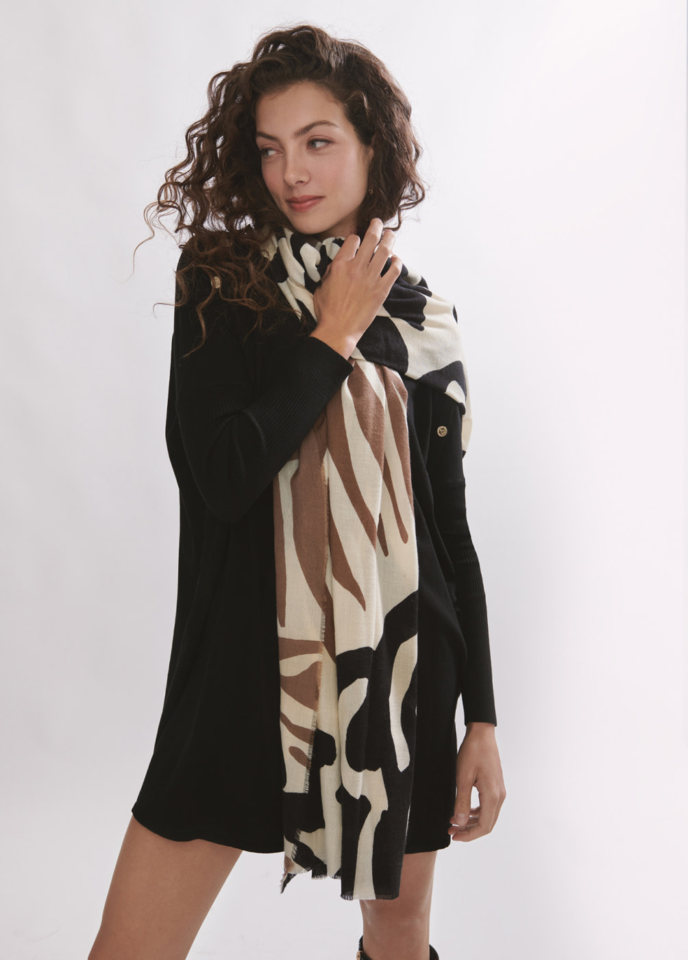 LOLA CASADEMUNT foulard estampado cebra bicolor