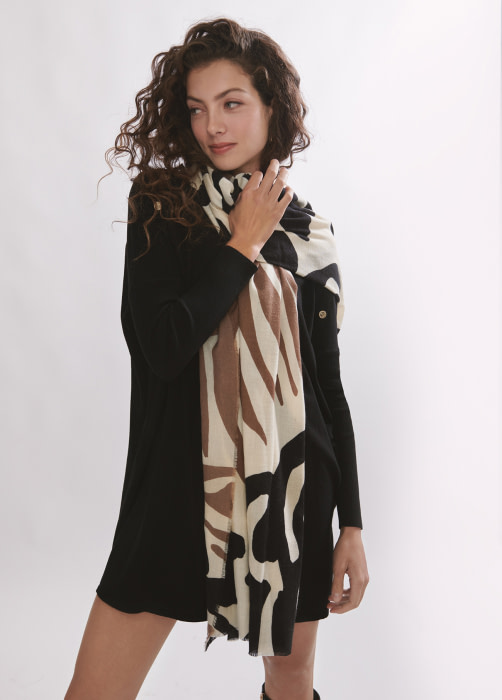 LOLA CASADEMUNT foulard estampado cebra bicolor - 1