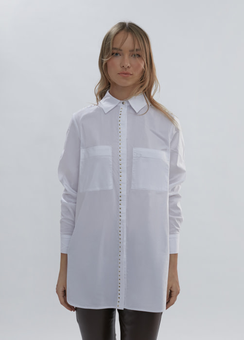 LOLA CASADEMUNT camisa color blanco con tachas - 1