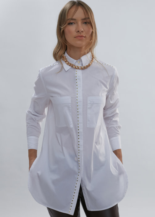 LOLA CASADEMUNT camisa color blanco con tachas - 3