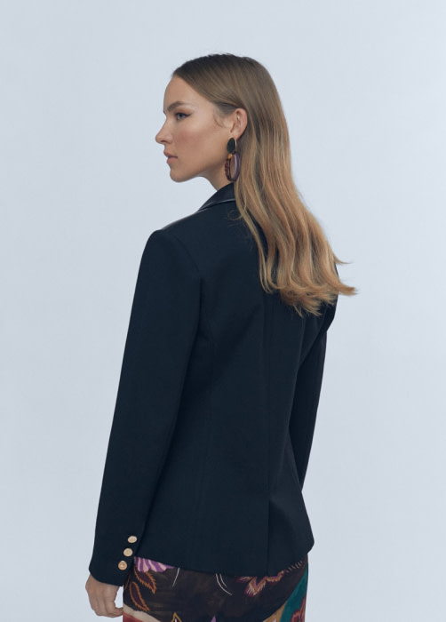 LOLA CASADEMUNT blazer combinado ecopiel y punto  roma color negro - 3