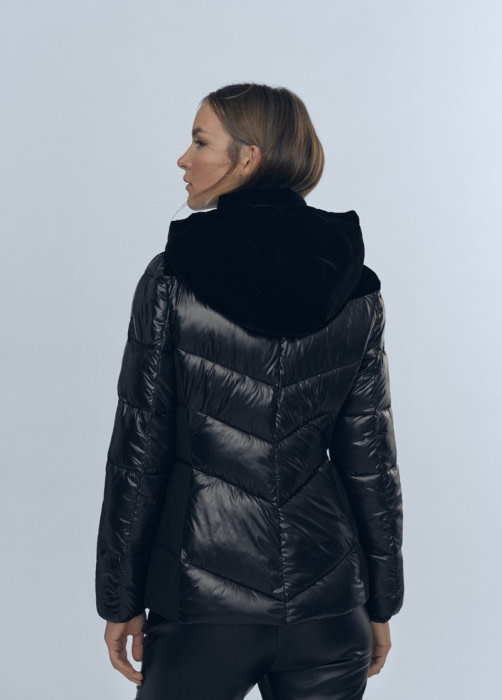 LOLA CASADEMUNT chaqueta acolchada combinada con  terciopelo color negro - 2