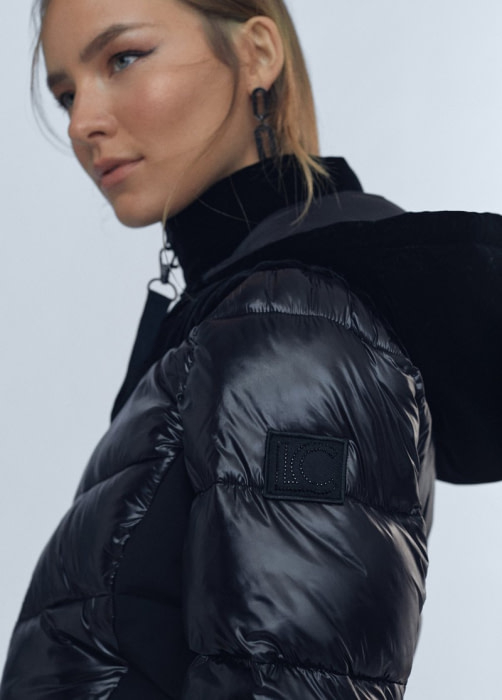 LOLA CASADEMUNT chaqueta acolchada combinada con  terciopelo color negro - 3