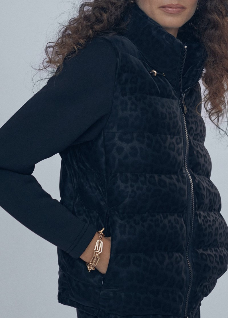 LOLA CASADEMUNT chaqueta acolchada negro neopreno  en animal print
