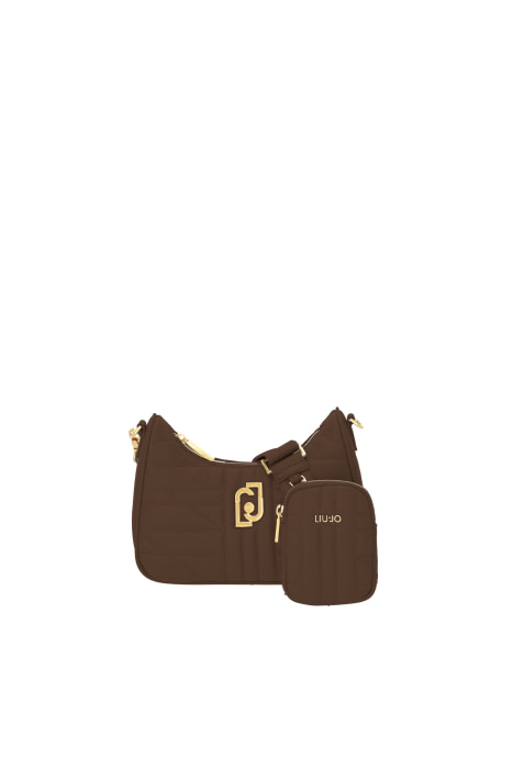LIU·JO bolso con pespunte y bolsillo pequeño color marrón oscuro