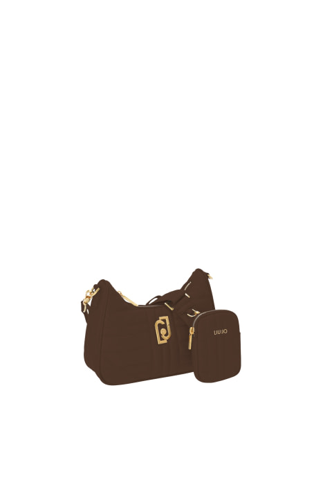 LIU·JO bolso con pespunte y bolsillo pequeño color marrón oscuro - 3