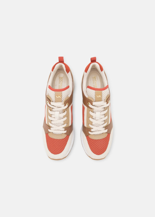 MICHAEL KORS sneaker topolino blanca con vivos  camel y naranja - 6