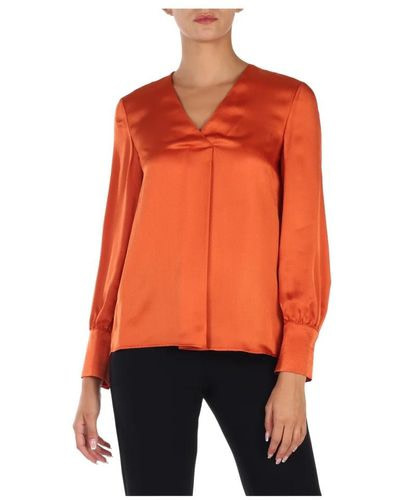 PENNYBLACK camisa viscosa con escote pico naranja