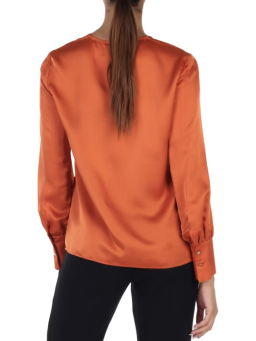 PENNYBLACK camisa viscosa con escote pico naranja - 2