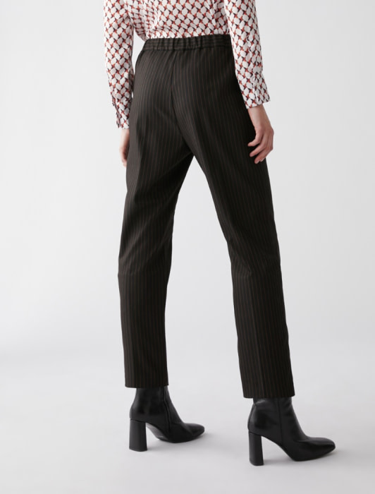 PENNYBLACK pantalón con pinzas en rayas negro y  naranja - 3