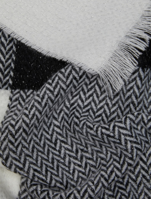 PENNYBLACK foulard cuadro/espiga crudo y negro - 3