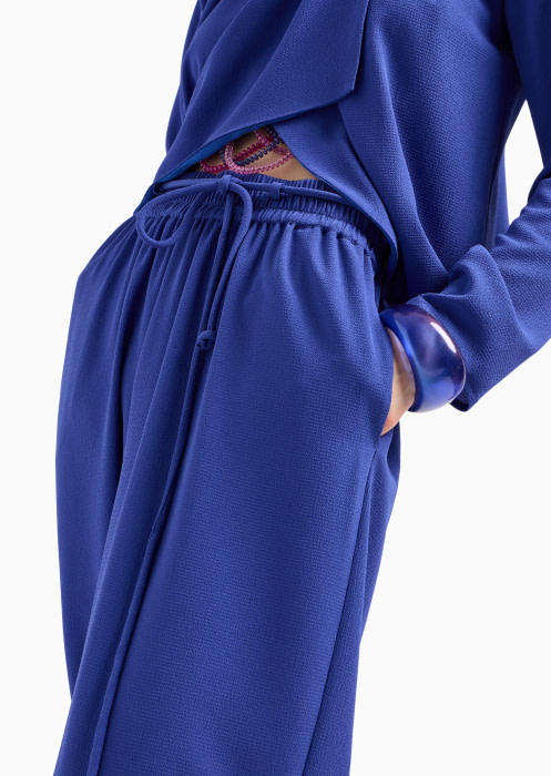 EMPORIO ARMANI pantalón ancho color azul tinta con goma en la cintura - 4