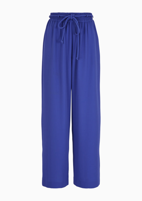 EMPORIO ARMANI pantalón ancho color azul tinta con goma en la cintura - 5