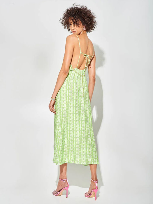 MET JEANS vestido en tirantes color verde con logo - 2