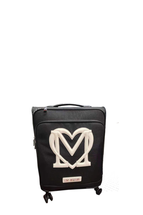 LOVE MOSCHINO maleta negra con logo blanco