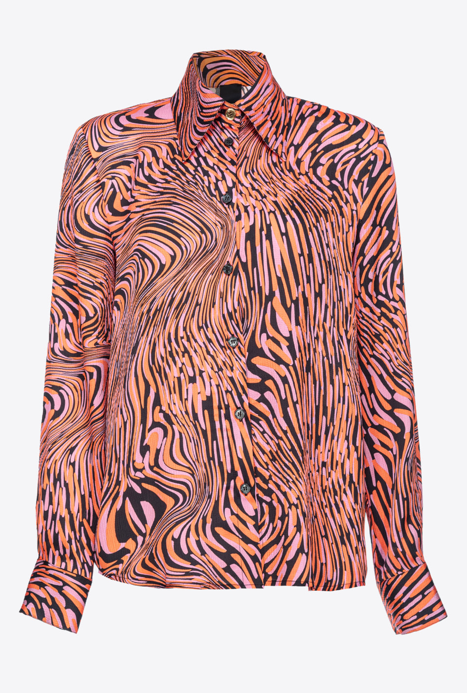 PINKO camisa estampada negro, rosa y naranja