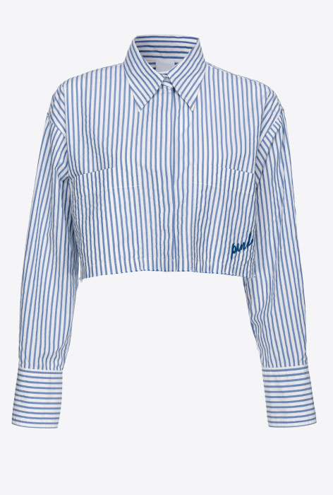 PINKO camisa corta con rayas marino y blanco - 1