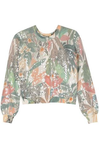 TWINSET chaqueta estampada con flores y lúrex crudo y verde - 3