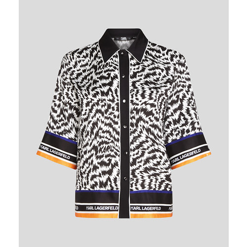 KARL LAGERFELD camisa  en animal print blanco y  negro