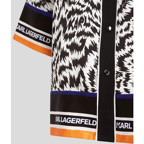 KARL LAGERFELD camisa  en animal print blanco y  negro - 4