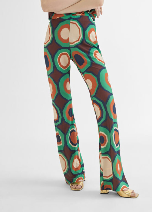LOLA CASADEMUNT BY MAITE pantalón estampado verde  y naranja con círculos - 4