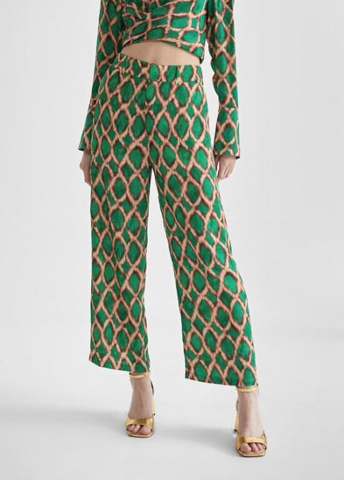 LOLA CASADEMUNT BY MAITE pantalón estampado verde  y beige - 1