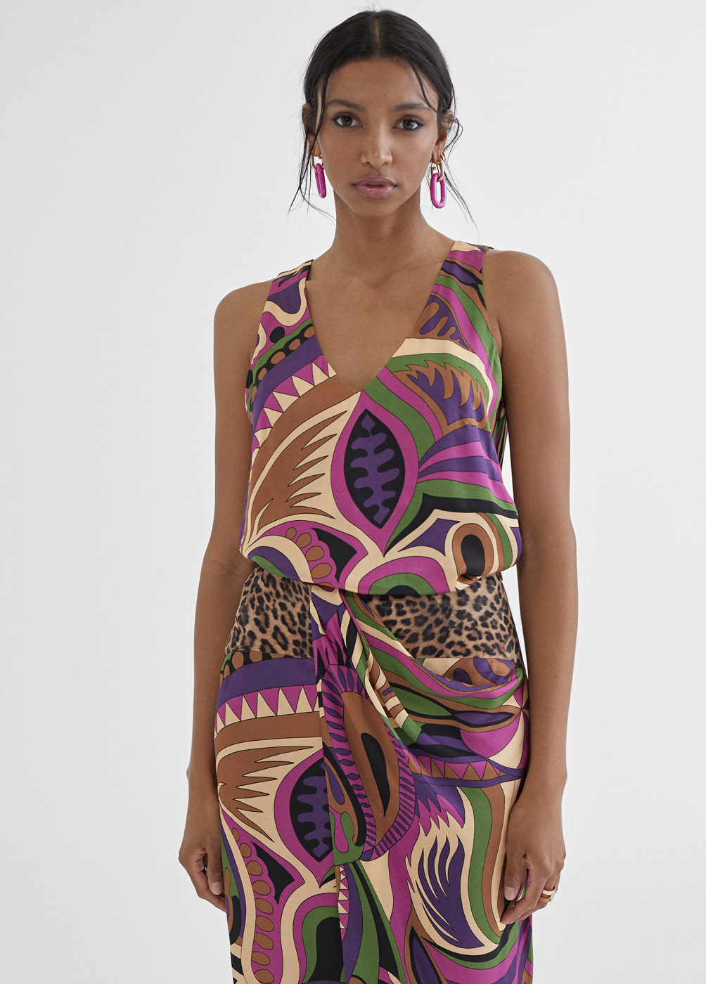 LOLA CASADEMUNT BY MAITE top sin mangas  con estampado multicolor