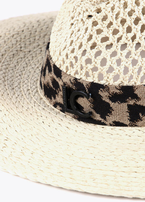 LOLA CASADEMUNT sombrero beige con cinta en animal print - 5