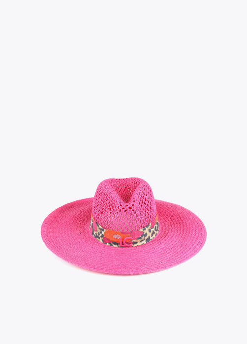 LOLA CASADEMUNT sombrero fucsia con cinta - 1