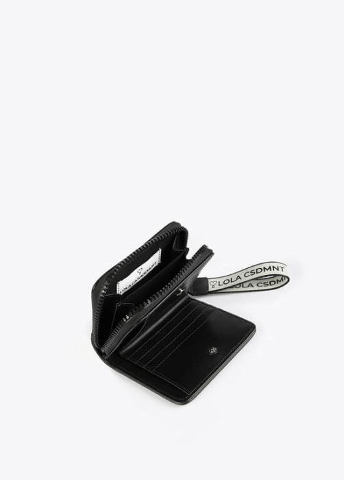 LOLA CASADEMUNT cartera pequeña negro con logo en relieve - 3