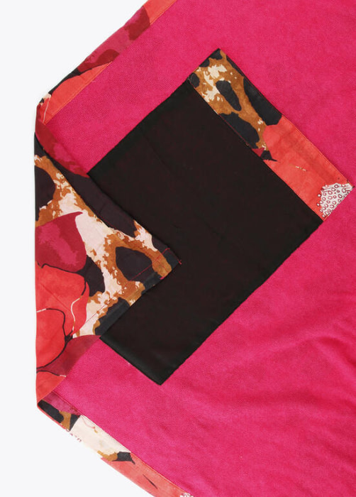 LOLA CASADEMUNT toalla con estampado de leopardo  y flores rojo y rosa - 3