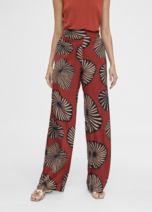 LOLA CASADEMUNT pantalón en satén con   estampado rojo y negro - 1