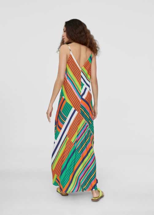 LOLA CASADEMUNT vestido largo con franjas  multicolor - 4