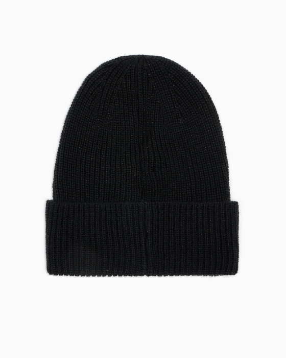 ARMANI EXCHANGE gorro color negro con logo con  lúrex - 1