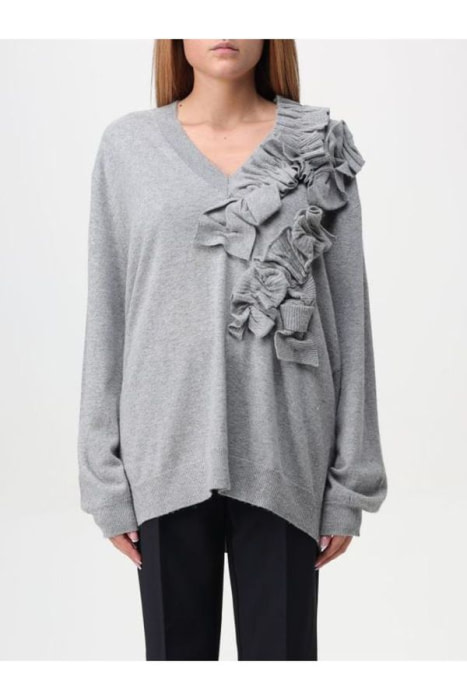 TWINSET jersey color gris con aplicaciones en el escote