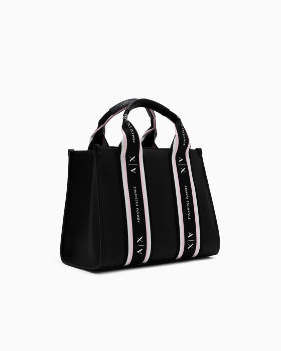 ARMANI EXCHANGE bolso negro con franjas y logo - 1