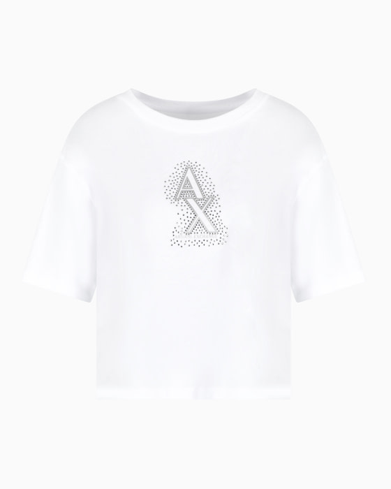 ARMANI EXCHANGE camiseta m/c color blanco con logo y piedras - 4