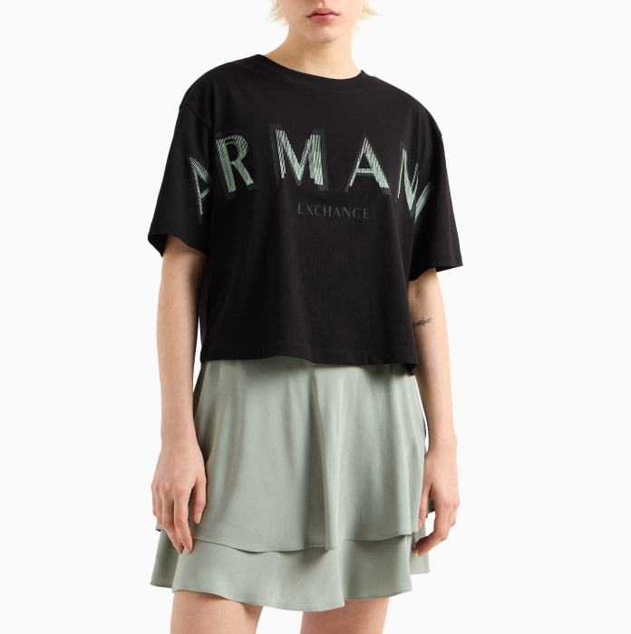 ARMANI EXCHANGE camiseta m/c negro y verde con  logo - 3